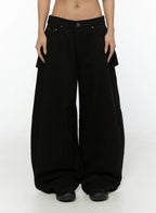 Studded Wide Fit Skirt Pants