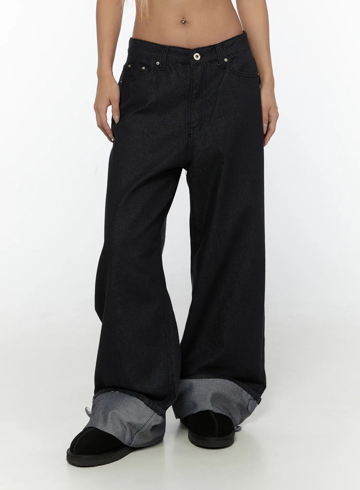 Raw Turn Up Baggy Jeans