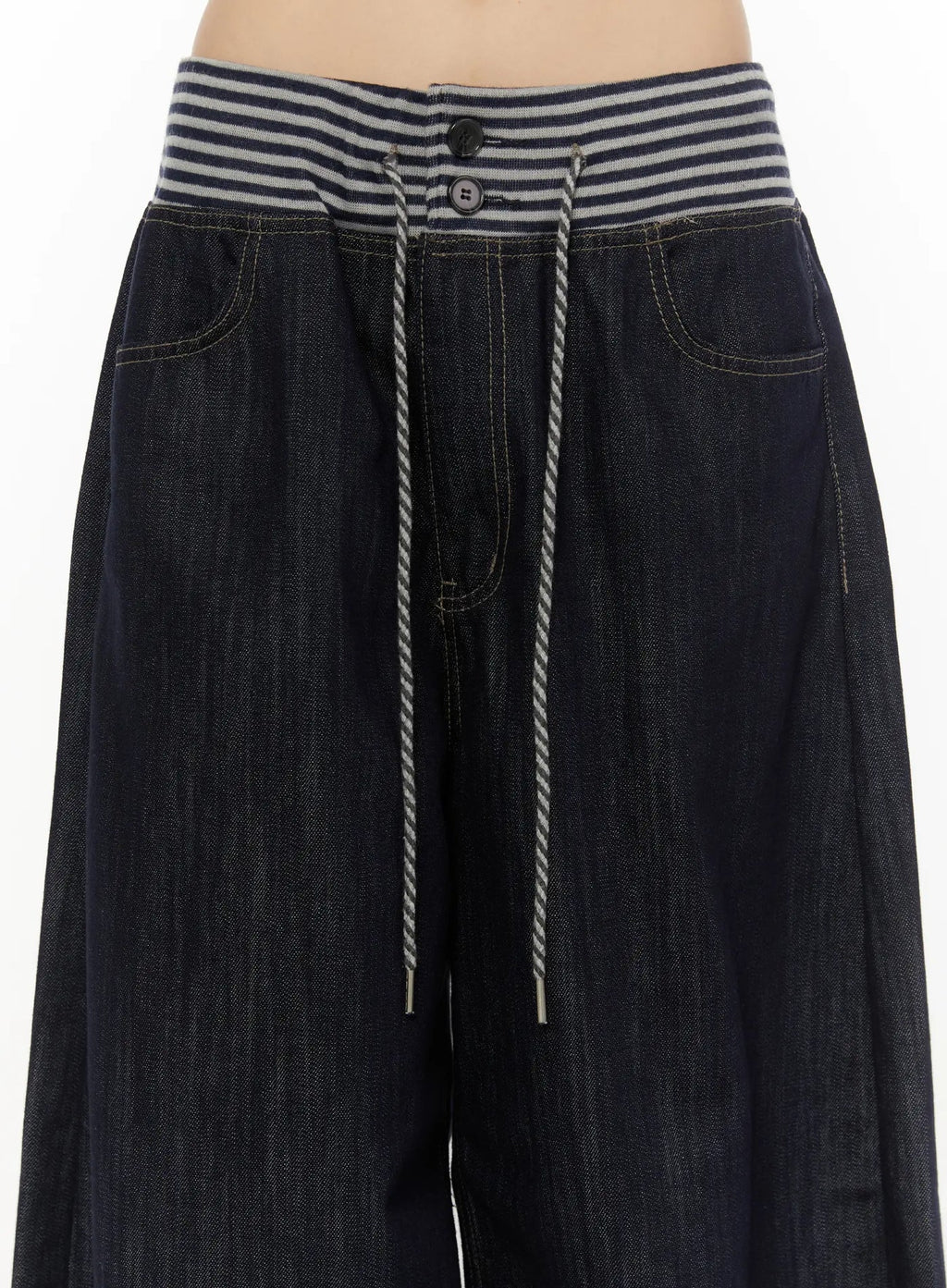【條紋神褲】Stripe Wide Jeans