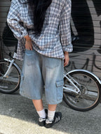 【y2k vibe】Cargo Wide Half Pants