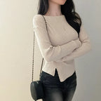 【🍇修身露肩】Boatneck Twisted Top