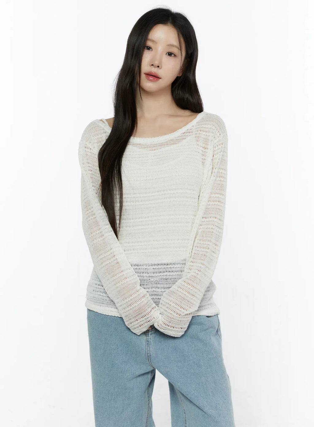 【🥛透膚條紋】Loose Fit Stripe Knit