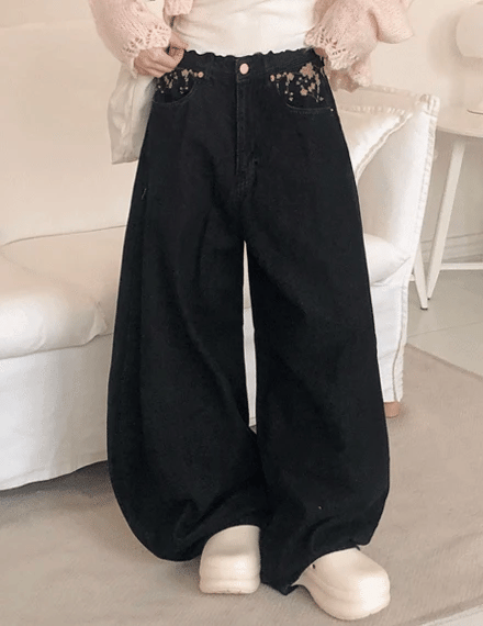 【🌸春日神褲】Cherry Blossom Wide Jeans