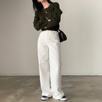 Autumn/Winter Color-Coated Cable Knit Tops