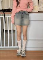 [Korean Hot Item!] Washing Denim Mini Skirt 