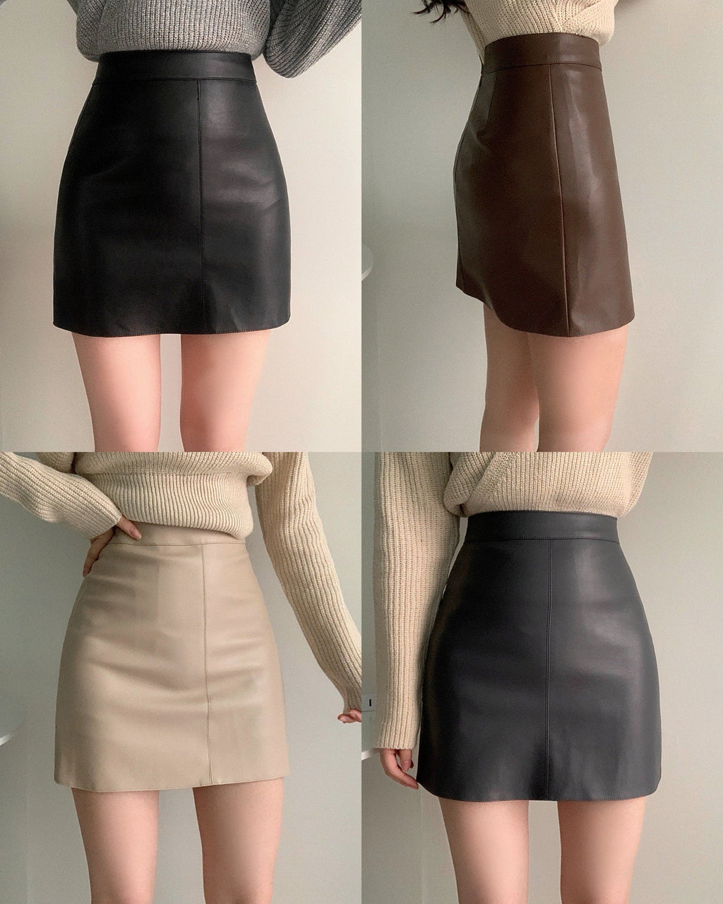 Simple and versatile soft leather skirt 