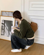 Autumn/Winter Color-Coated Cable Knit Tops