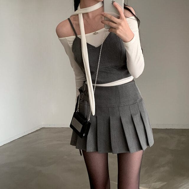 Tie Strap Off Shoulder Set 