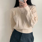 Autumn/Winter Color-Coated Cable Knit Tops