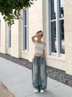 【y2k vibe】String Balloon Wide Jeans