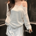 【透膚條紋】Loose Fit Vacation Knit