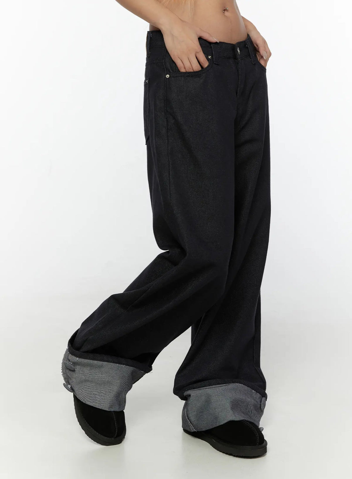 Raw Turn Up Baggy Jeans