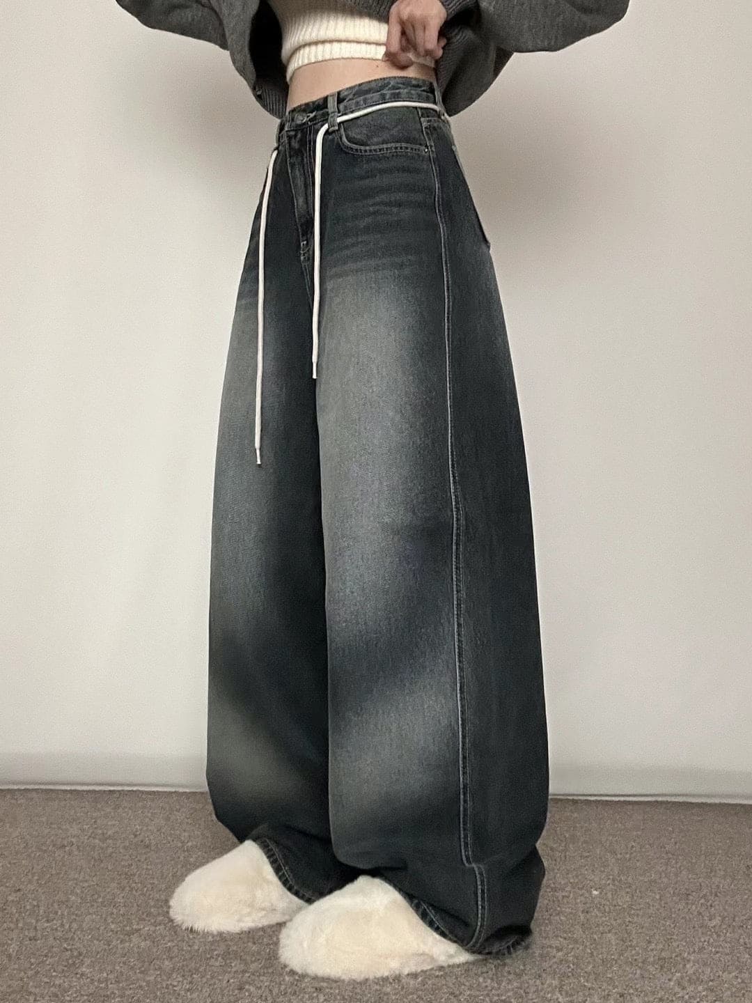 【Autumn/Winter ver.】String Balloon Wide Jeans 