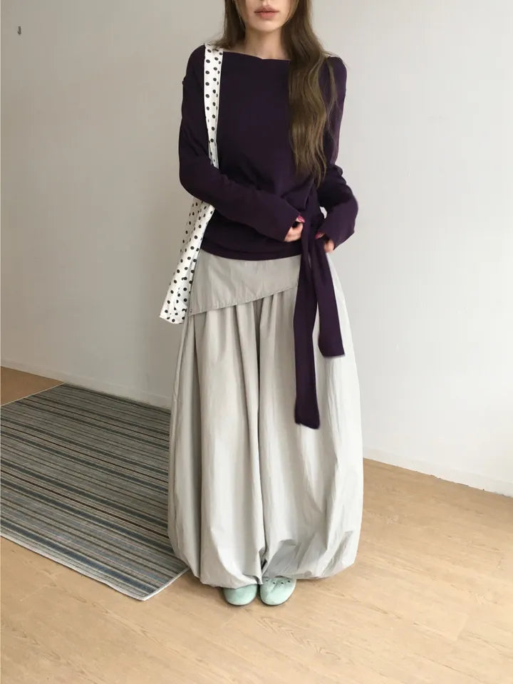 【🍇秋冬新色】Drape Ribbon Top