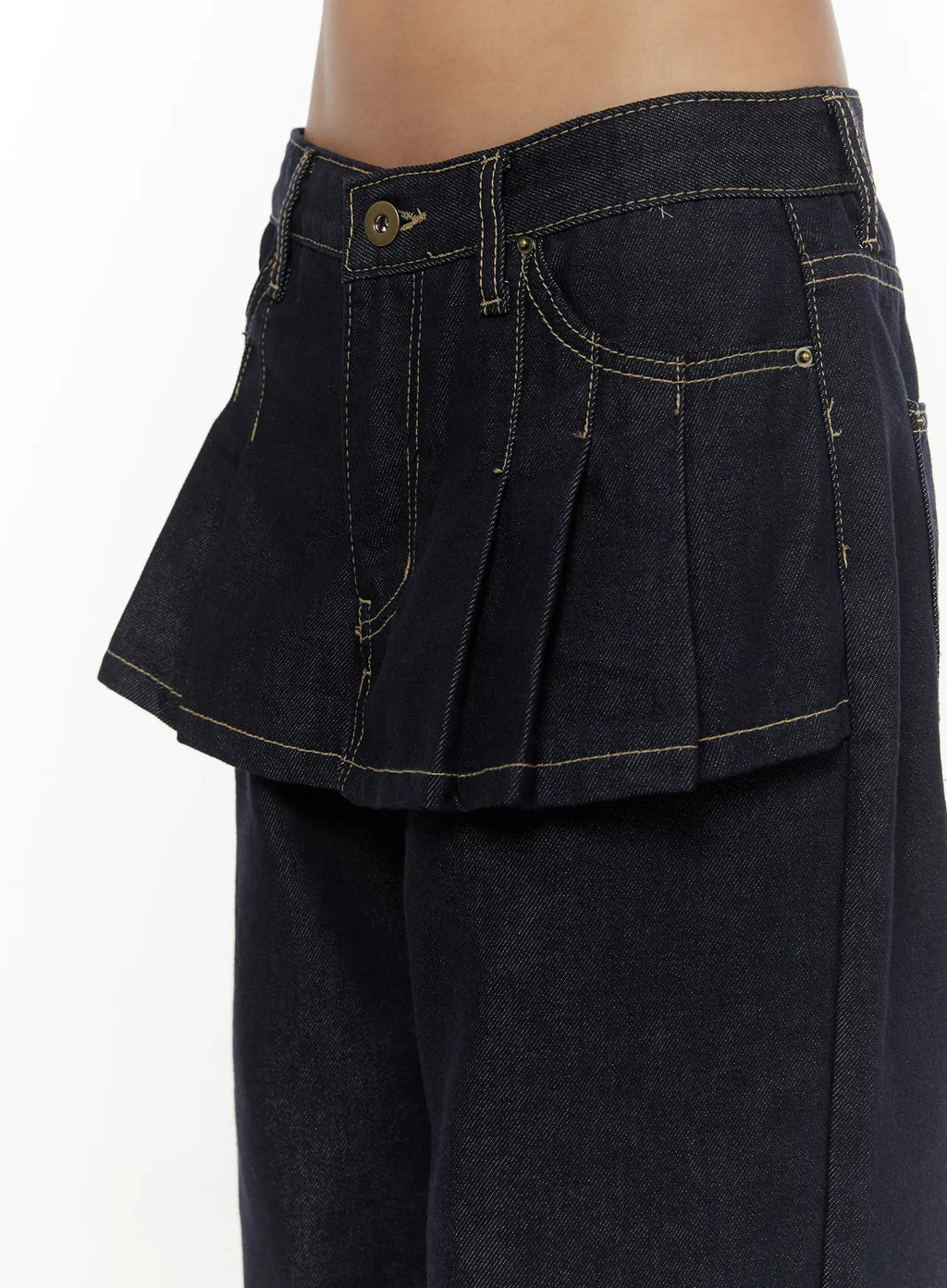 Non-Fade Layered Wide Jeans