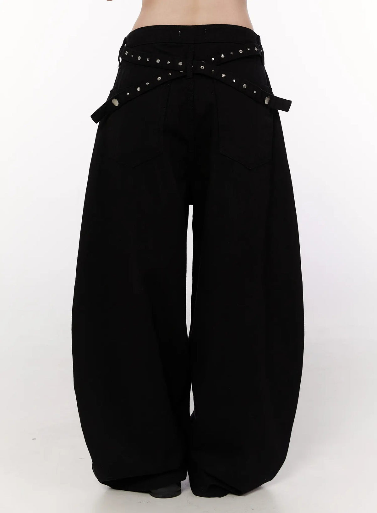 Studded X-Strap Wide Leg Pants