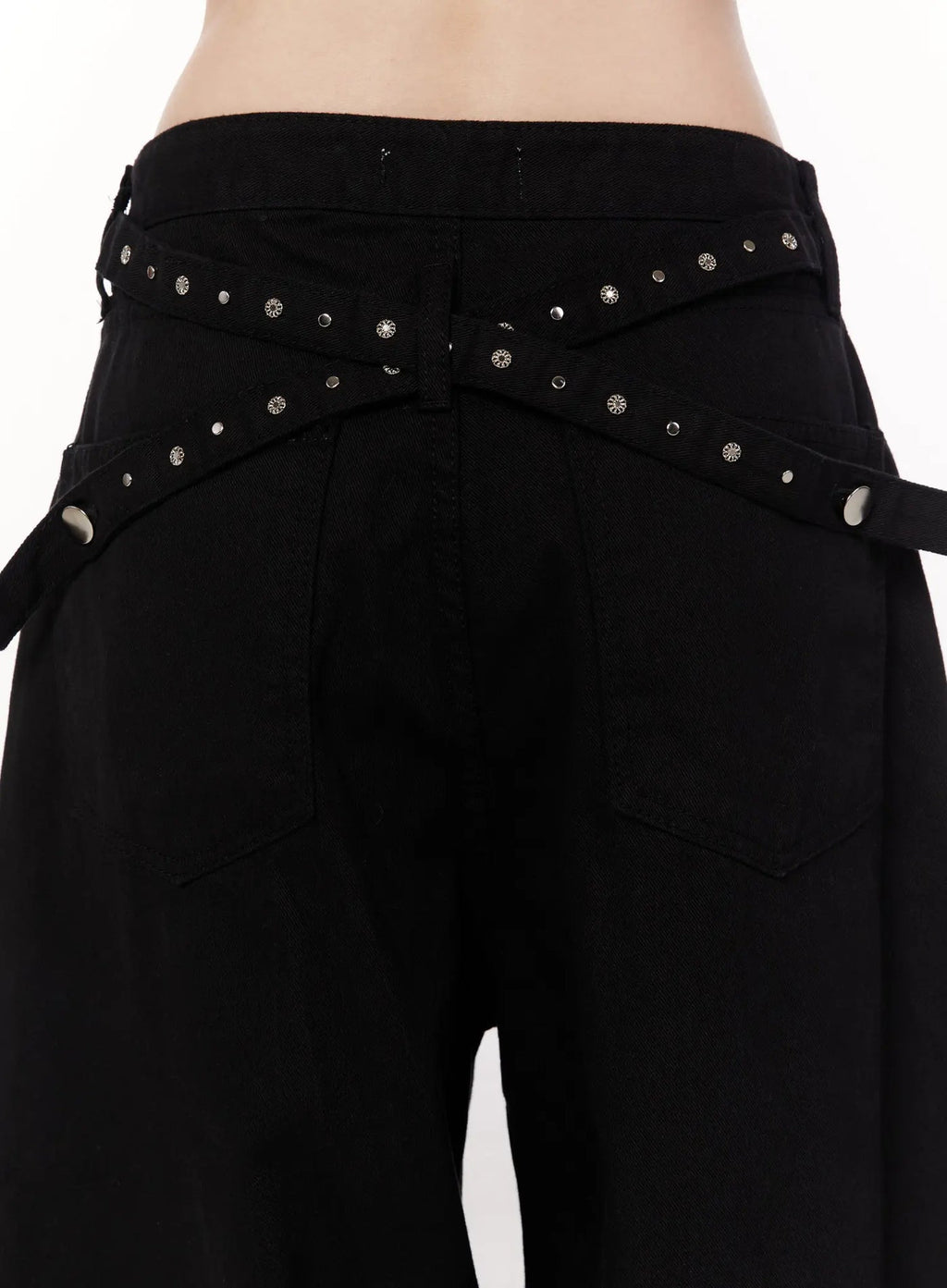 Studded X-Strap Wide Leg Pants