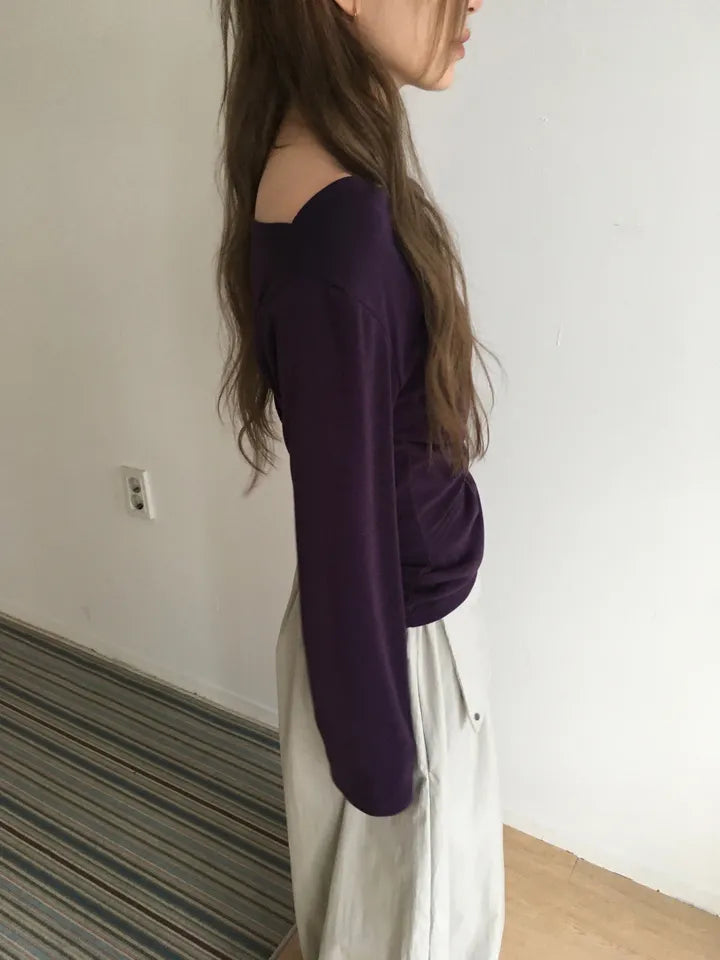【🍇秋冬新色】Drape Ribbon Top