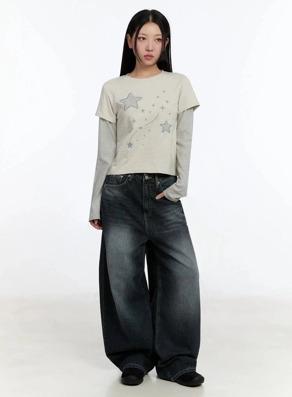 【層疊穿搭】Layered Star Patch Tee