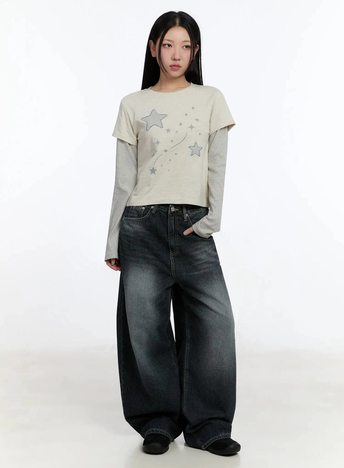 【層疊穿搭】Layered Star Patch Tee