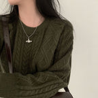 Autumn/Winter Color-Coated Cable Knit Tops