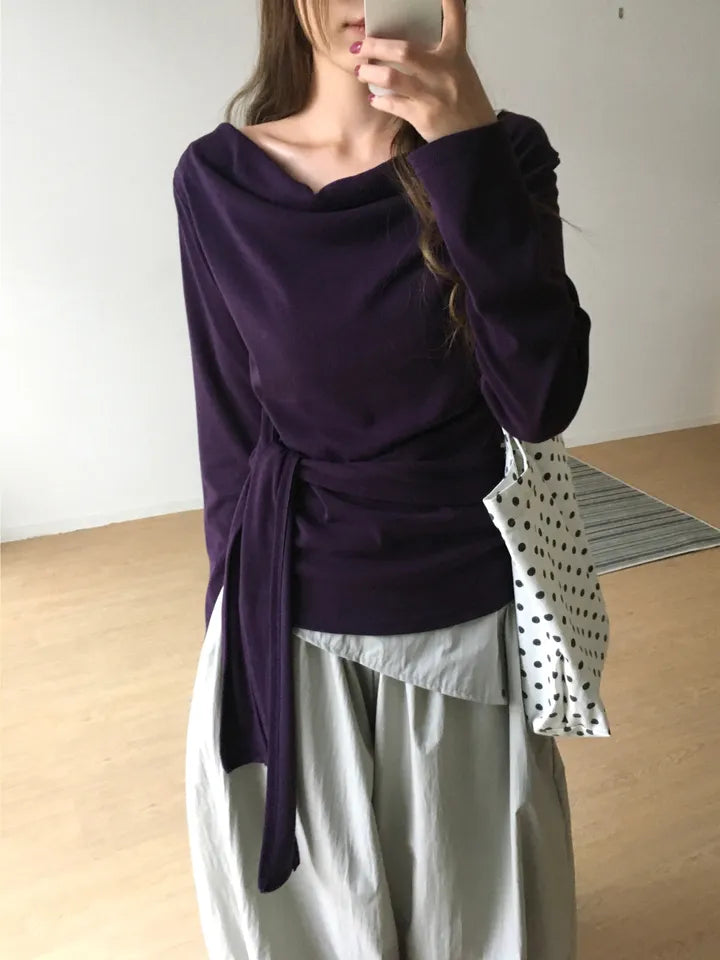 【🍇秋冬新色】Drape Ribbon Top