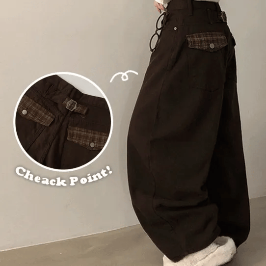 【🤎秋冬必備】Check Pocket Wide Pants