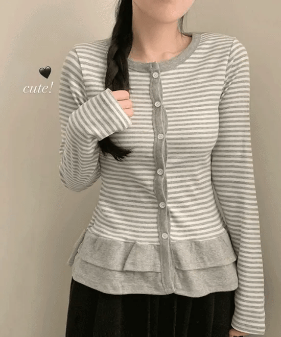 【🩶韓系y2k】Cancan Frill Cardigan