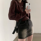 Autumn/Winter Color-Coated Cable Knit Tops