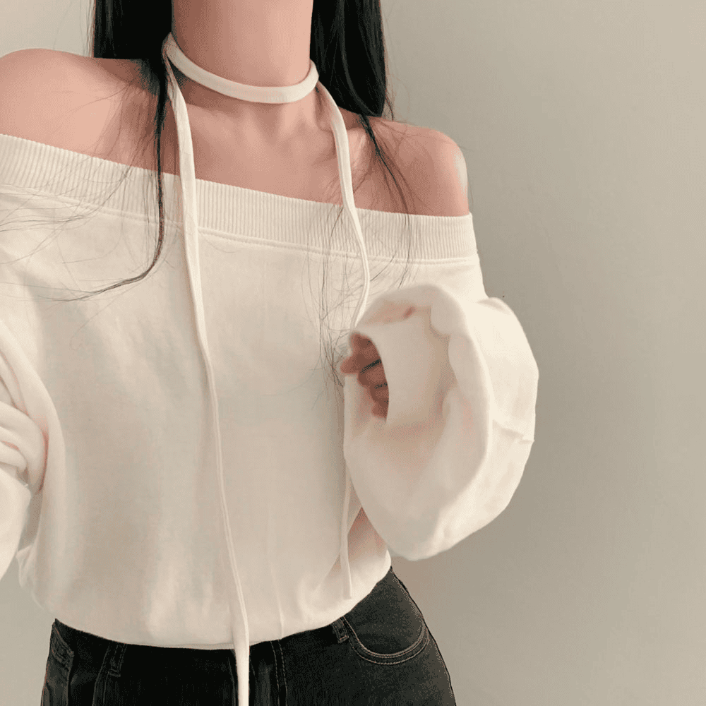 【型格休閒】Off Shoulder Sweatshirt Scarf Set