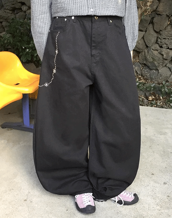 【🖤彎刀神褲】Pearl Chain Jeans