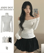 【🤍韓式波點風】Dot Off Shoulder Top