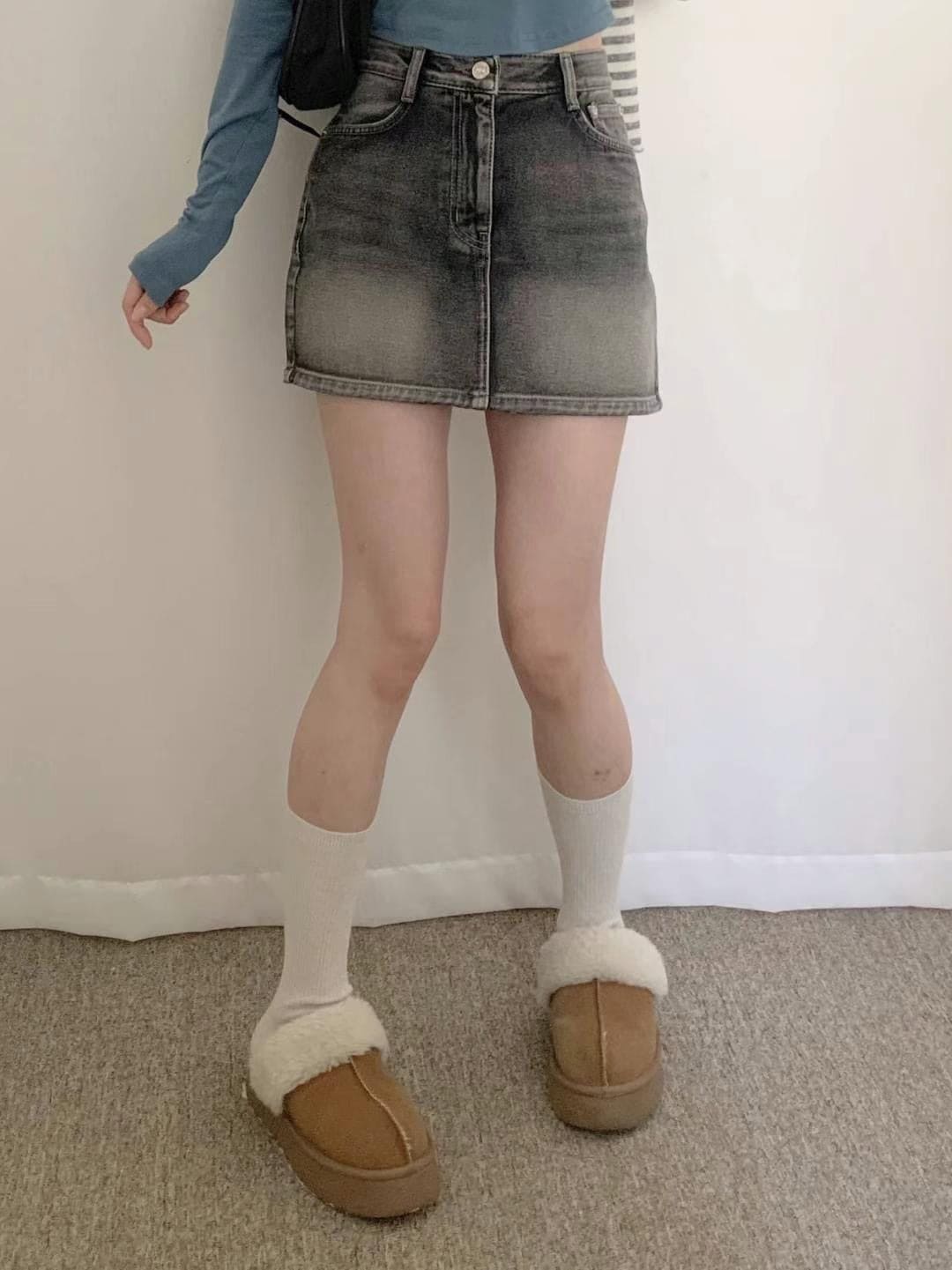[Korean Hot Item!] Washing Denim Mini Skirt 