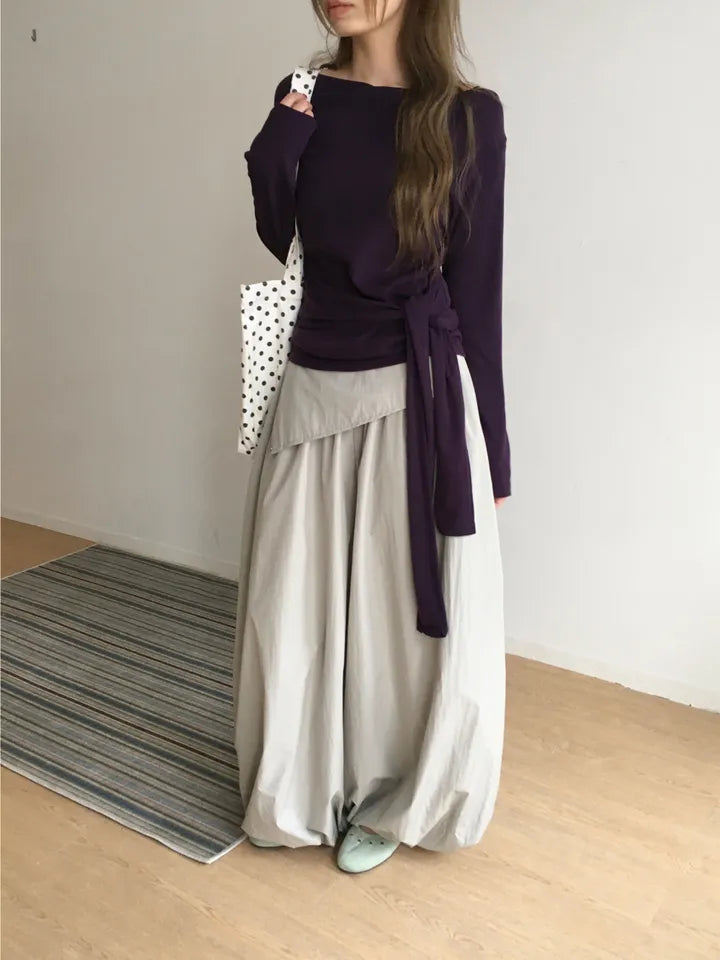 【🍇秋冬新色】Drape Ribbon Top