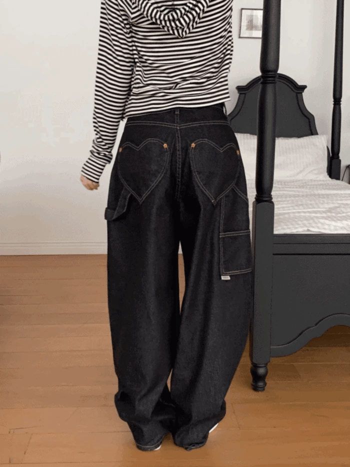 【🩶彎刀神褲】Heart Pocket Jeans