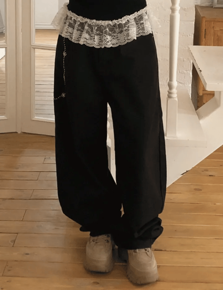 【🖤彎刀神褲】Pearl Chain Jeans