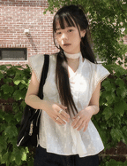 Lace Ribbon Blouse Set 