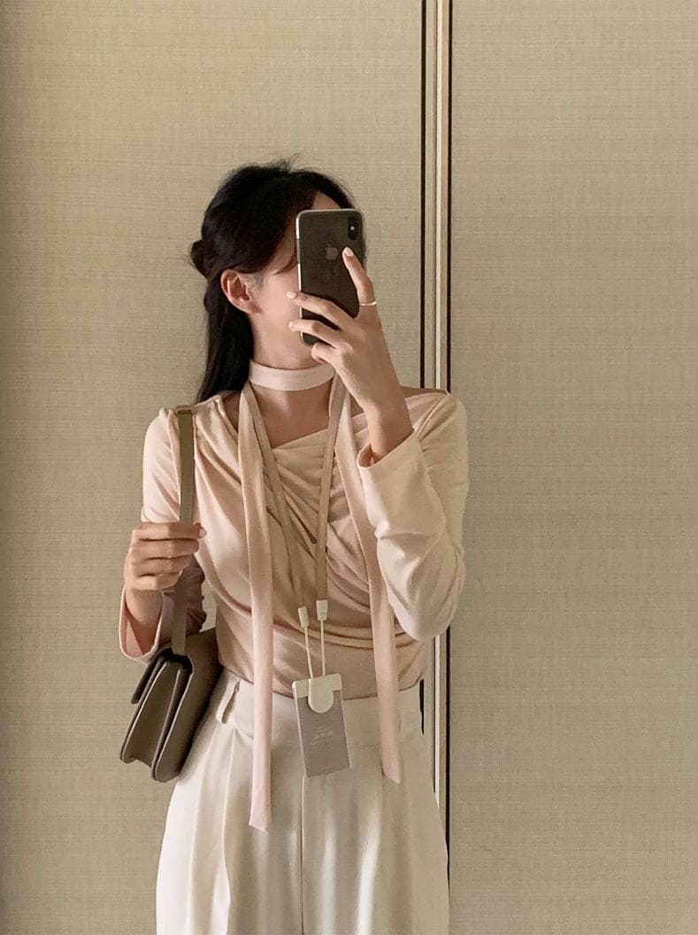 【🩰Ballet Core】Drape Shirring Tie Set