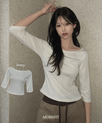 【顯瘦七分袖】Boat Neck Slim Tee