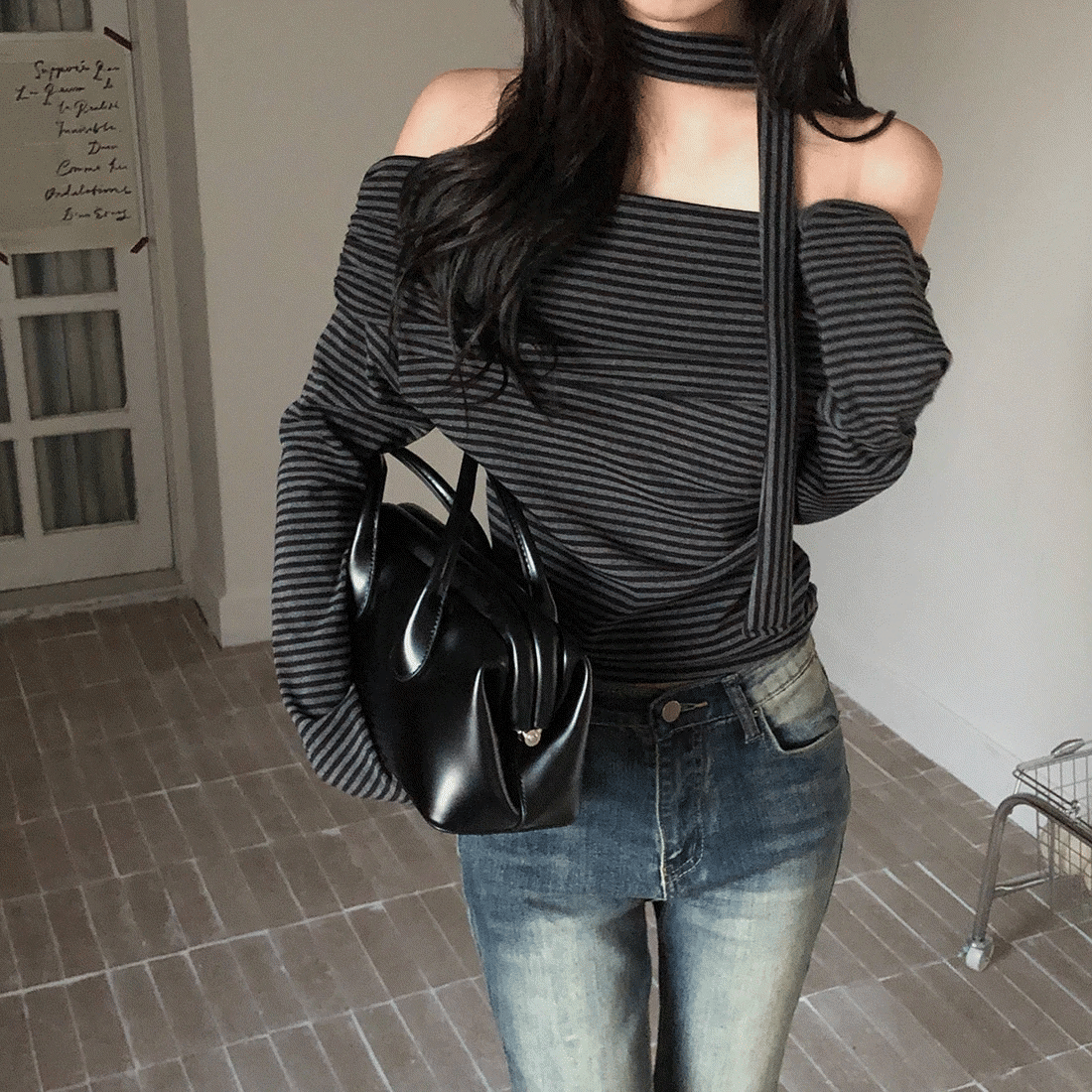 【🗝️約會必備】Stripe Off Shoulder Set