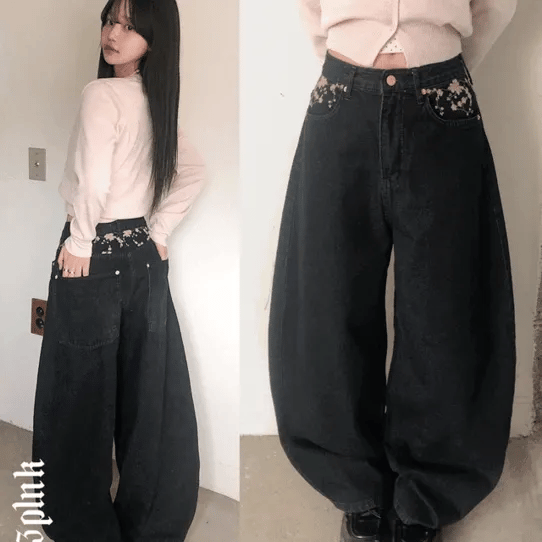 【🌸春日神褲】Cherry Blossom Wide Jeans
