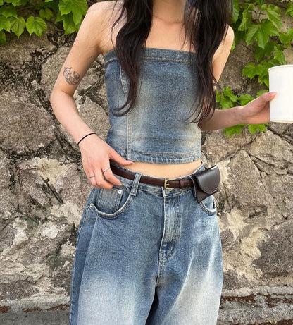 【y2k vibe】Denim Tube Top