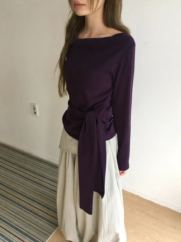 【🍇秋冬新色】Drape Ribbon Top