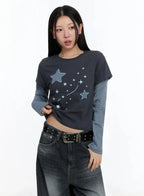 【層疊穿搭】Layered Star Patch Tee