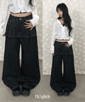 Non-Fade Layered Wide Jeans