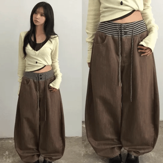 【條紋神褲】Stripe Wide Jeans