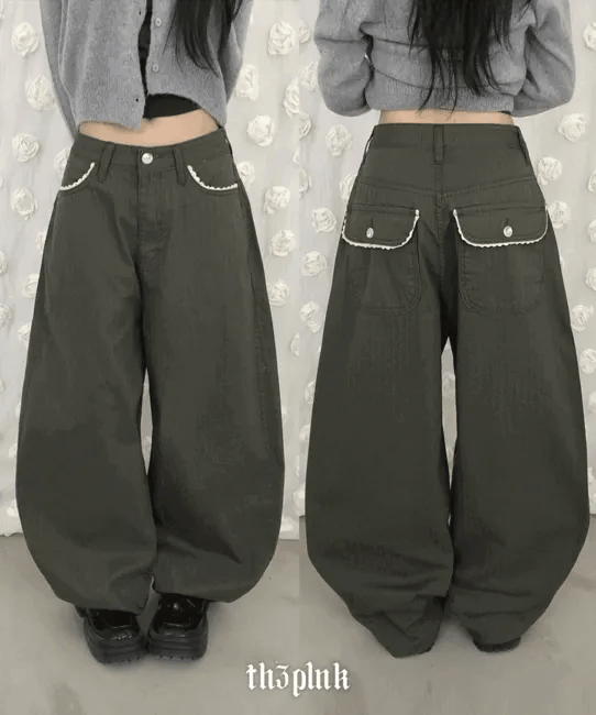Lace Pocket Wide Pants