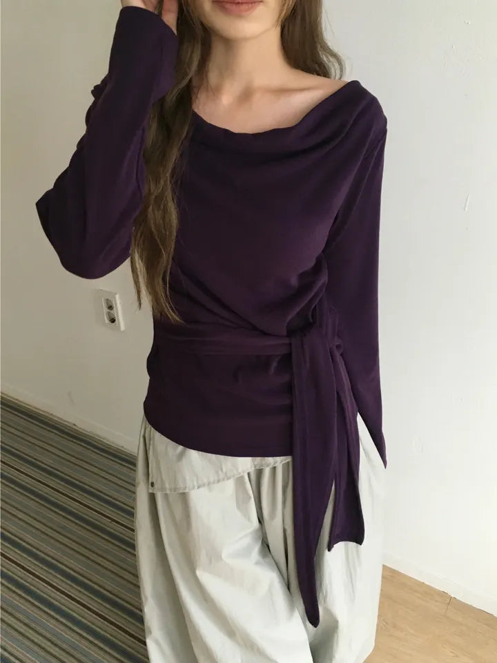 【🍇秋冬新色】Drape Ribbon Top
