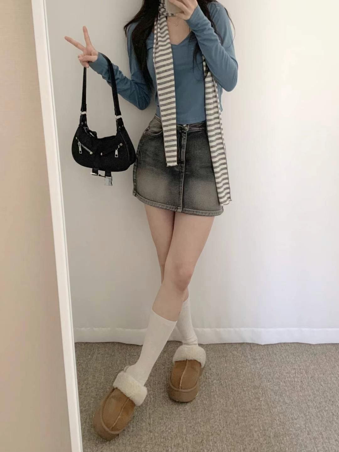 [Korean Hot Item!] Washing Denim Mini Skirt 