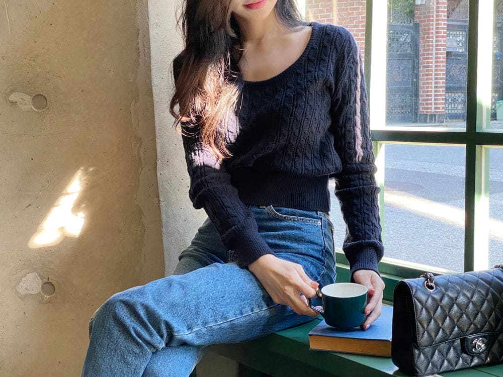 【🌷Soft】Pretzel Cable U-Neck Knit